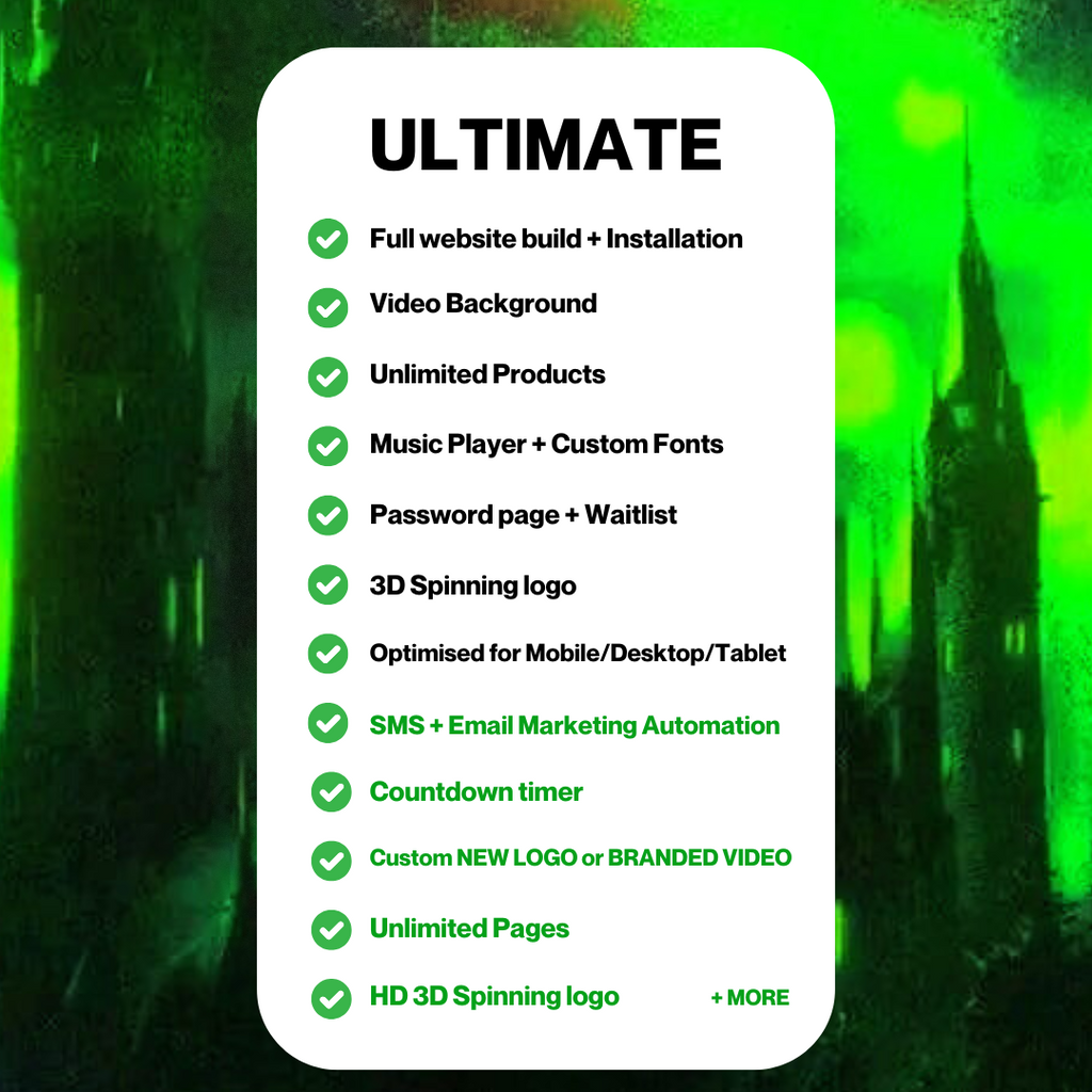 (DEPOSIT) - ULTIMATE SHOPIFY WEBSITE PACKAGE + CUSTOM LOGO / VIDEO [CUSTOM BACKGROUND + 3D SPINNING LOGO]