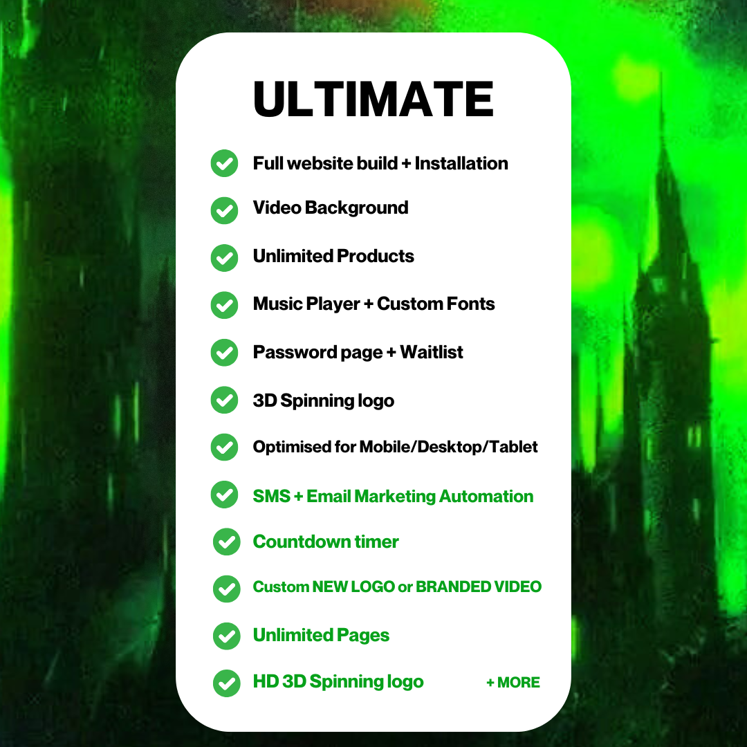 RISE OFFICIAL - ULTIMATE SHOPIFY WEBSITE PACKAGE + 3D pheonix background intro video [CUSTOM BACKGROUND + 3D SPINNING LOGO]